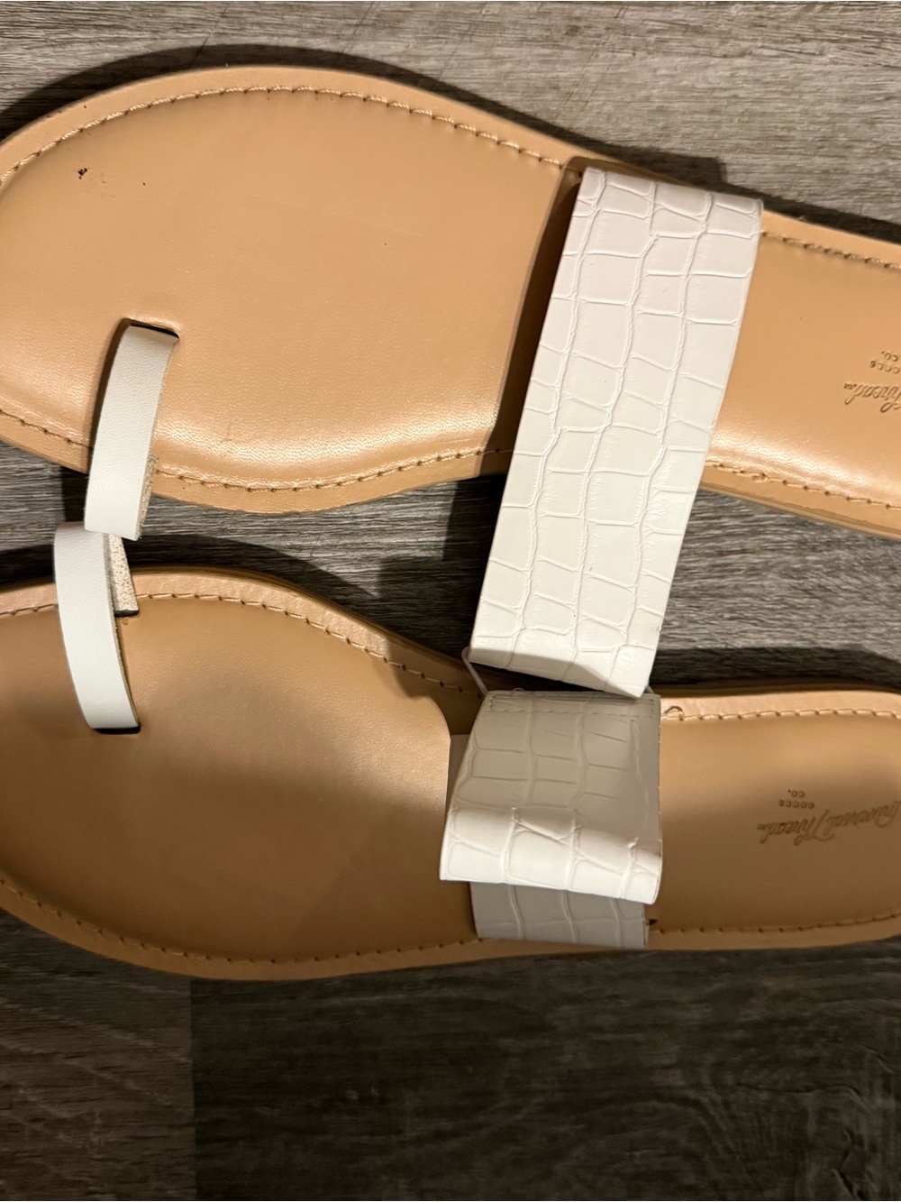 Women's White Croc-Print Strap Sandals